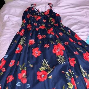 Torrid Navy Dress with Red Floral Accents